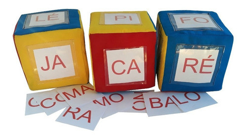 Kit 3 Dados Espuma Brinquedo De Aprendizado De Sílabas 0