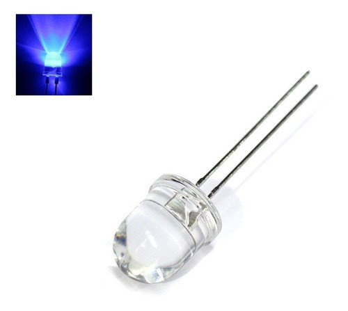 Led Azul 10mm Transparente 12000mcd - Pack10 0