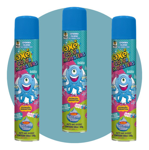 Kit 3 Espuma De Carnaval Colorida Neve Azul 500ml 1