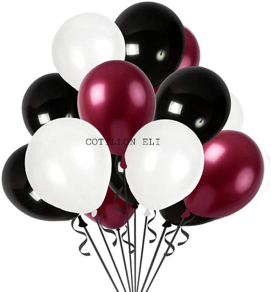 Set 15 Globos Latex Bordo  Blanco Y Negro (borgoña) 0 Set 15 Globos Latex Bordo  Blanco Y Negro (borgoña) 0