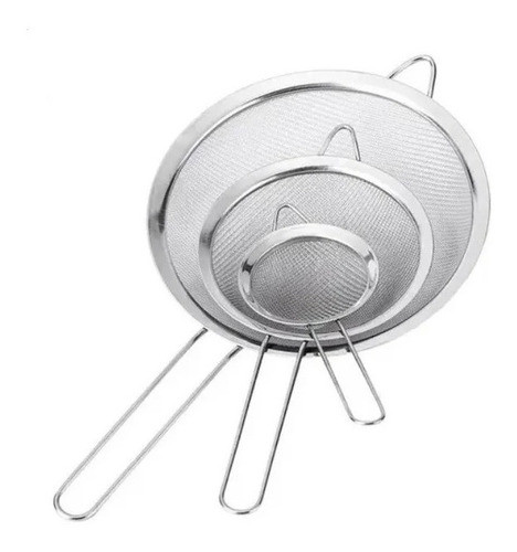 Jogo De 3 Peneiras Aço Inox Luxo Utensílios De Cozinha P M G 0