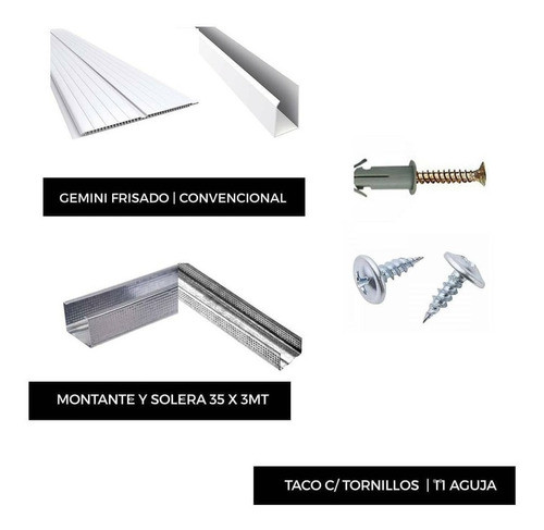 Kit Completo Cielorrasos En Pvc 3 X 3 Tornillos Montantes 1