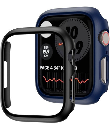 2 Fundas Para Apple Watch Series 7 41mm Negro Y Azul 0