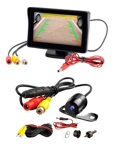 Kit Pantalla Monitor Y Camara Marcha Atras Trasera Retroceso 0