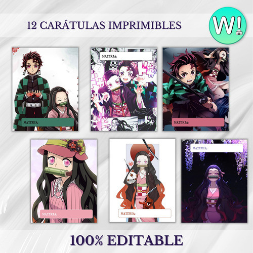 Kit Imprimibles Carátulas Separadores Nezuko 1