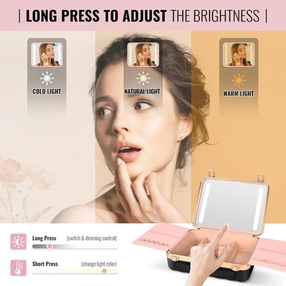 Maleta De Maquillaje Con Espejo Iluminado Led Negro 1