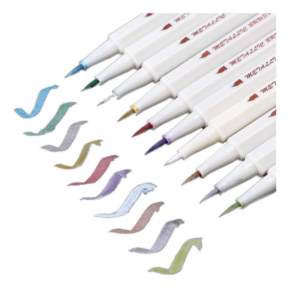 Plumas De Marcador De Cepillo De Caligrafía Metálica - 0