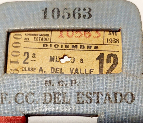 Antiguo Pase Billete De Tren Ferrocarril Del Estado 1938 Mop 1