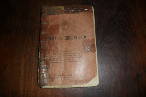 Antigua Libreta Enrolamiento Foto Perforado Bandera Escudo 0