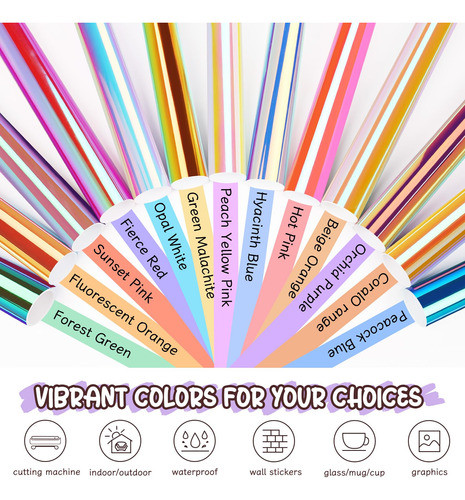 Hojas De Vinilo Holograficas C/ Adhesivo X13 Colores 30x30cm 1