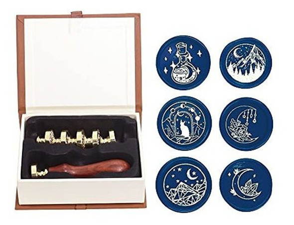 Juego De 6 Cabezales Para Sello De Cera (set De Luna) 1 Juego De 6 Cabezales Para Sello De Cera (set De Luna) 1