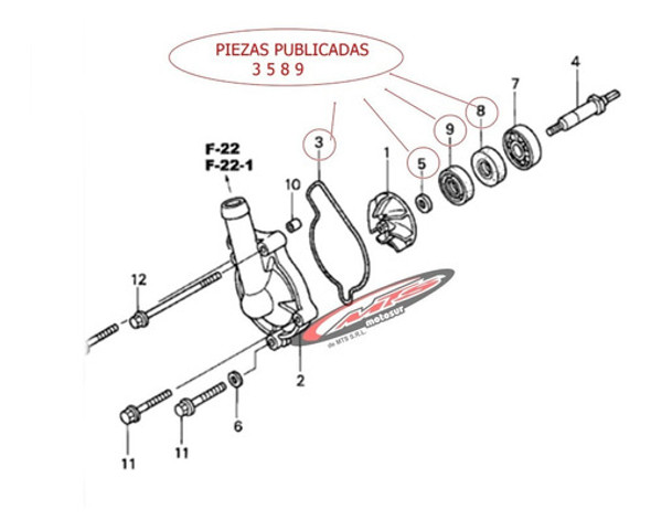 Kit Reparacion Bomba Agua Original Crf 450 R 02/08 Moto Sur 1