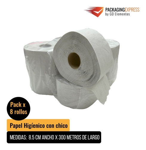 Papel Higienico Jumbo Cono Chico Pack 8 Rollos X 300 Mts C/u 1