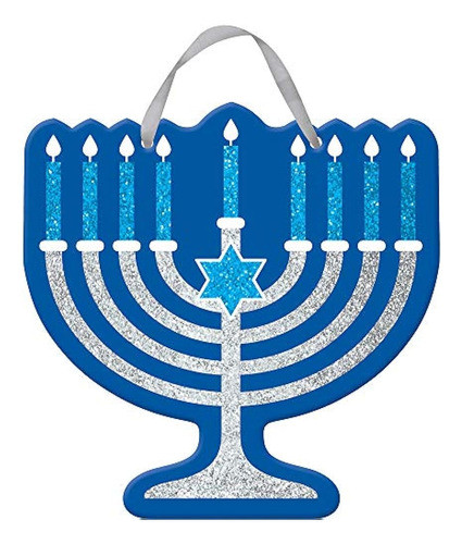 Amscan Joyous Hanukkah Festival Menorah Glitter Letrero De D 0