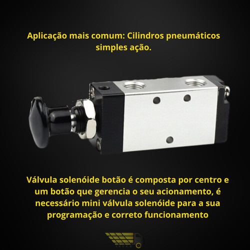 Válvula Pneumática 3/2 Vias Para Acionamento Botão Trava 1/4 1