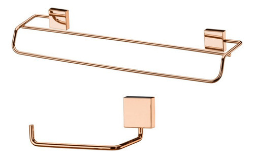 Kit Banheiro Lavabo 2 Peças Rosé Gold Future Toalheiro Banho 0
