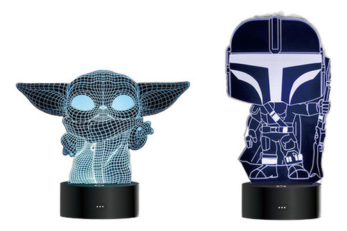 2 Luces Ilusión 3d 5 Patrones Star Wars Multicolor Yoda Chew 0