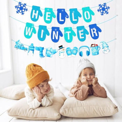 Cartel De Invierno Con Purpurina Azul Sin 1