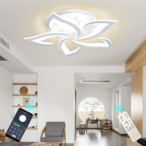 Moderna Lámpara Techo Led Regulable Araña Pétalos 35w Blanca 0