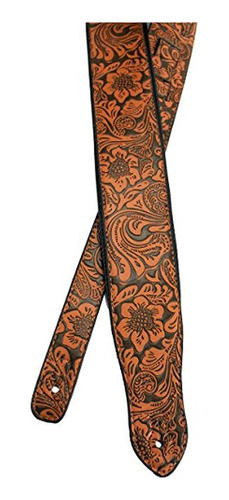 Walker Y Williams G973 Latigo Tan Western En Relieve Correa 0