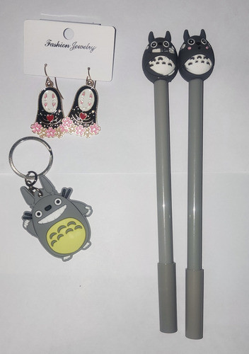 Lote Mi Vecino Totoro, Llavero, Lapiceras Y Aros. 1