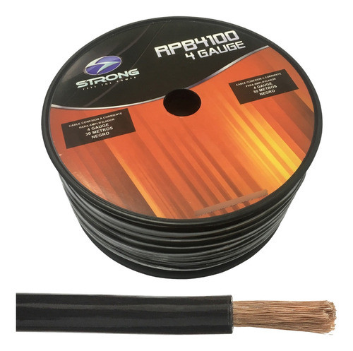 Cable Strong Rollo Potencia Ultra Flexible 4 Gauge Negro 0