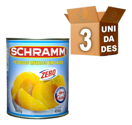 Kit 3 Pêssegos Em Calda Zero Açúcar 450g - Schramm 0