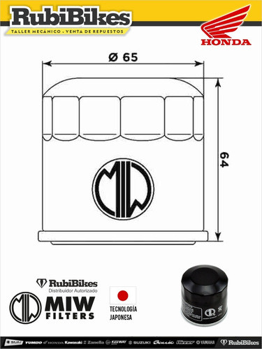 Filtro De Aceite Miw Para Honda H1015. 1