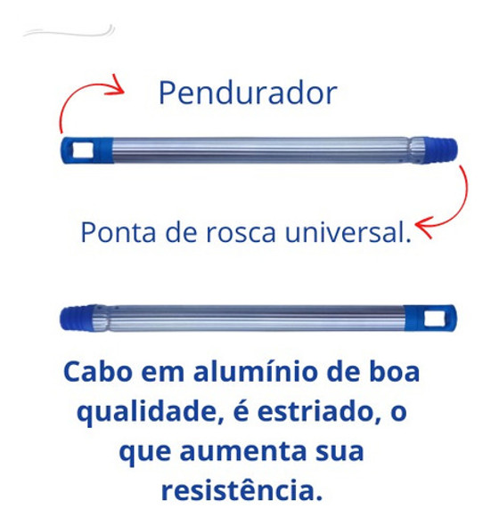 Cabo Alumínio 1,40 Mts  Rodos Vassouras Universal Kit 8 Unds 1