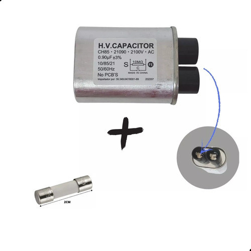 Capacitor 0.90uf De Microondas Electrolux + Fusivel 220v 10a 0