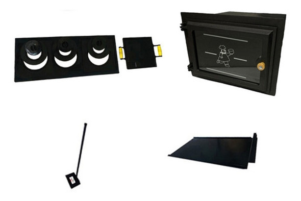 Forno P/ Fogão A Lenha G + Chapa 3 Furos + Registro + Enxad. 0