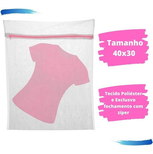 Kit 10 Saco Para Lavar Roupas 40x30 Com Ziper Lingerie 1