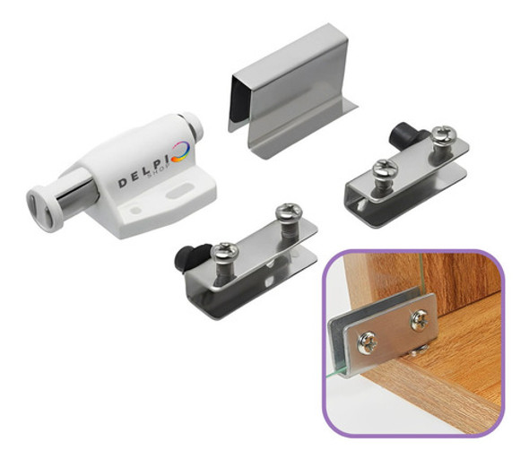 Bisagra Pivot Vidrio Vitrina, Reten Push,tirador X 4 Kit Of 0