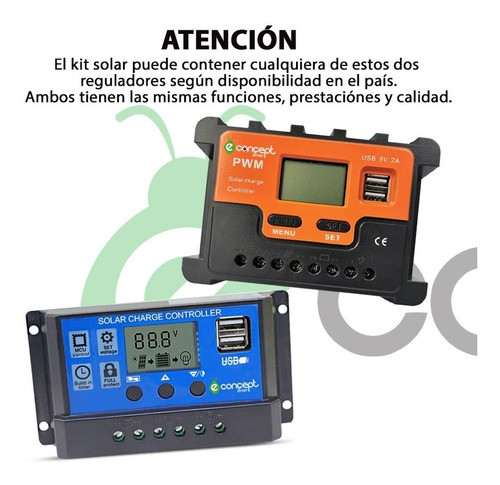 Panel Energia Solar 10w Regulador 10 A - Kit 1