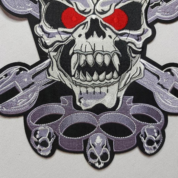 Aplique Bordado Parche Skull Ojos Rojos  Pegar 0