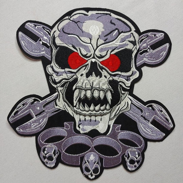 Aplique Bordado Parche Skull Ojos Rojos  Pegar 1