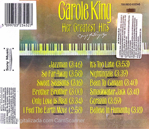 Cd Carole King: Her Greatest Hits (led)  - Orig. & Lacrado 1