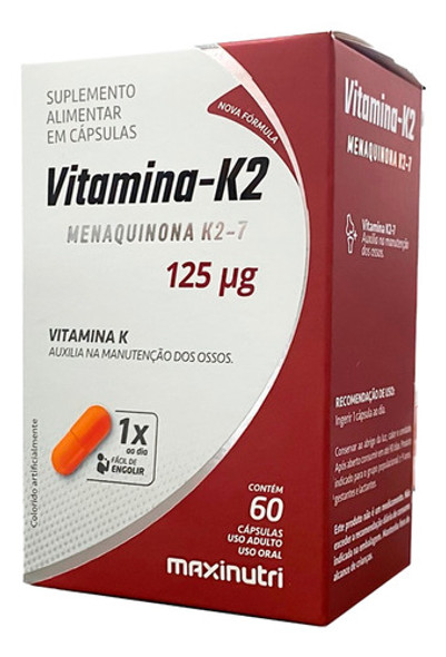 Suplemento Alimentar Vitamina K2 125mcg 60 Cápsulas Maxnutri 0