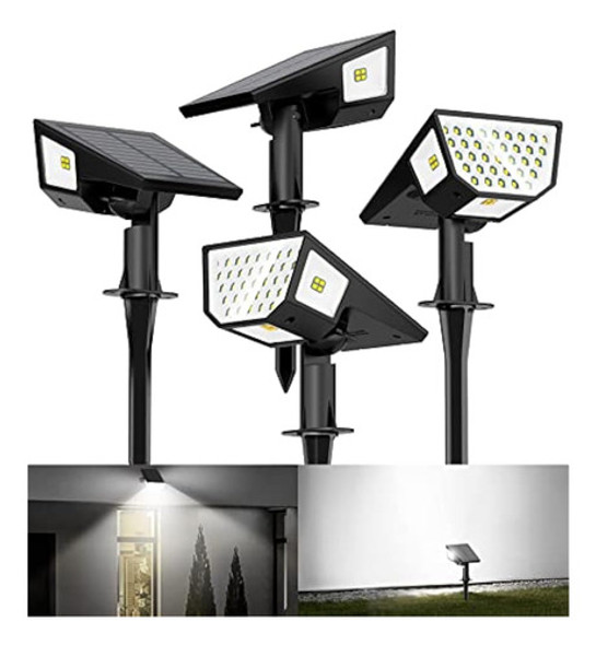 Hnes 4 Pack Super Bright Solar Spot Lights Outdoor [47 Leds 0