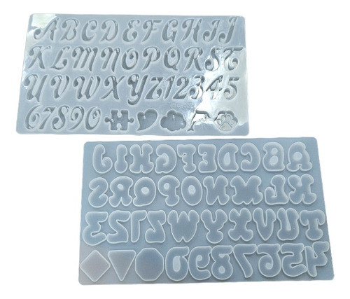 Kit X2 Moldes Silicona Letras Y Numeros 3cm Resina Epoxi 0