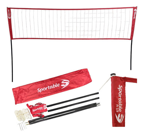 Red De Voley 3 M Con Parante De Pvc 1.80 M + Cintas 6 X 3 M 0