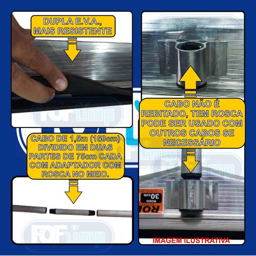 Rodo De Alumínio 60cm Reforçado Duplo + 1 Refil Eva Extra 1