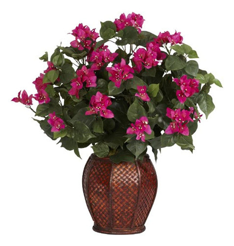 Buganvilla 6652 Casi Natural Con Jarrón Decorativo De Seda D 0