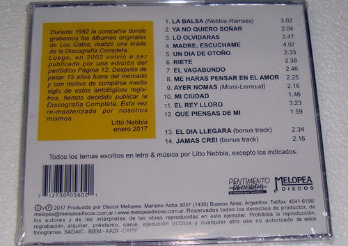 Los Gatos Lote X 6 Cds Sellado Melopea 2017 Nuevos Kktus 1