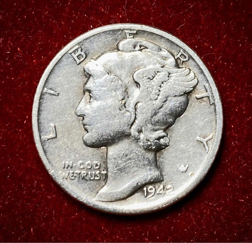 Moneda 1 Dime Mercury Estados Unidos 1942 Km 140 Plata 0.900 0