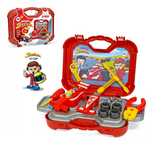 Brinquedo Maleta Oficina Bancada Do Senninha Com Carrinho 1