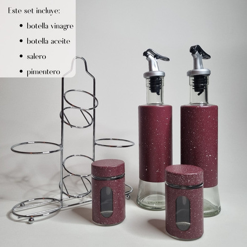 Aceiteros Vidrio Vinagrera Pimentero Salero Set X4 1