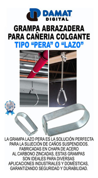 Grampa Abrazadera Lazo Pera Sujeción De Caño 1 1/2 PuLG X10u 1
