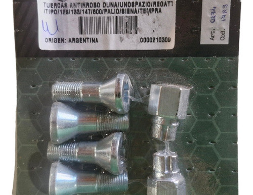 Tuerca Bulon Antirrobo Fiat 600 128 147 Duna Uno Regat Palio 0