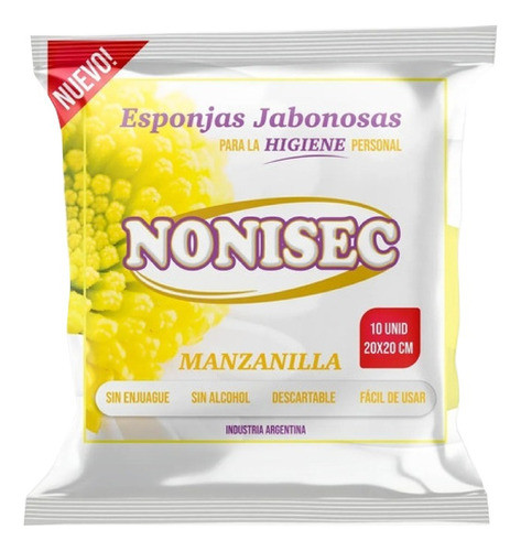 Paño Esponja Jabonosa Seco Con Manzanilla Nonisec Pack X 50u 1